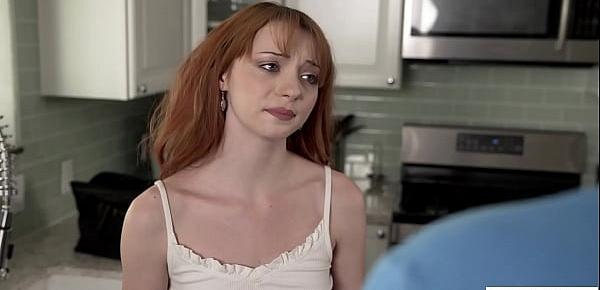  Redhead stepsister Cecelia Taylor wanted to try stepbrothers huge dick